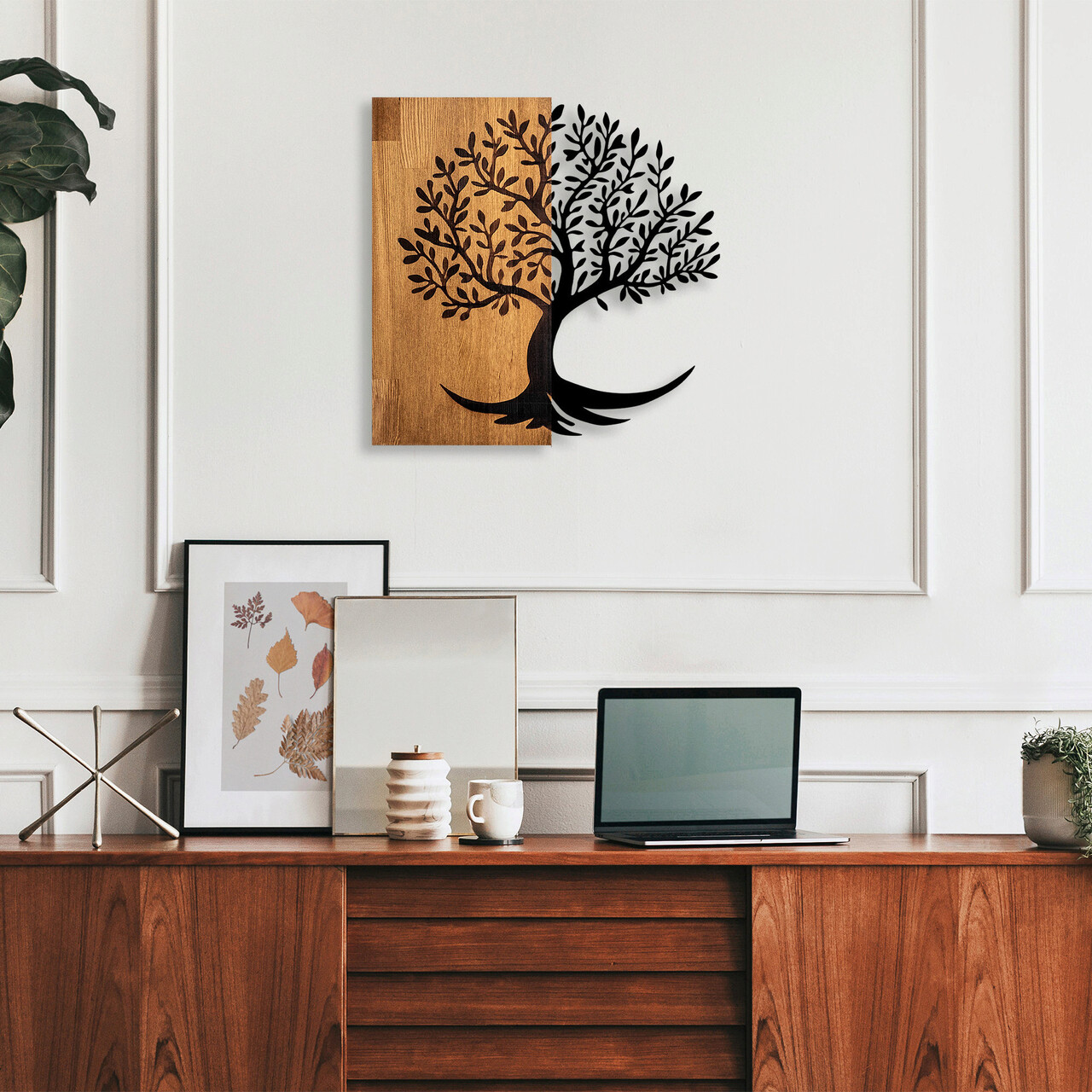 Decoratiune de perete, Lime Tree, Dimensiune: 58 x 58 cm, Nuc / Negru - imagine 7